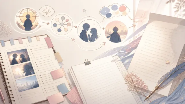 夢小説の設定と本文を確認しながら執筆環境を選ぶイメージ